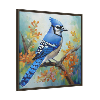 Blue Jay Bird Oil Painting Framed Canvas for Bird Lovers Home Decor, Indoor Wall Art, Wall Print, Bird Art, Living Room Wall Art