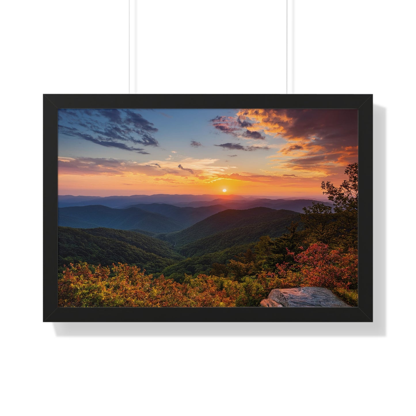 Sunset over Blue Ridge Mountains Fall Landscape Framed Print