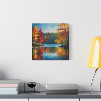Fall Leaves on the Lake on Canvas | wall art |  wall print