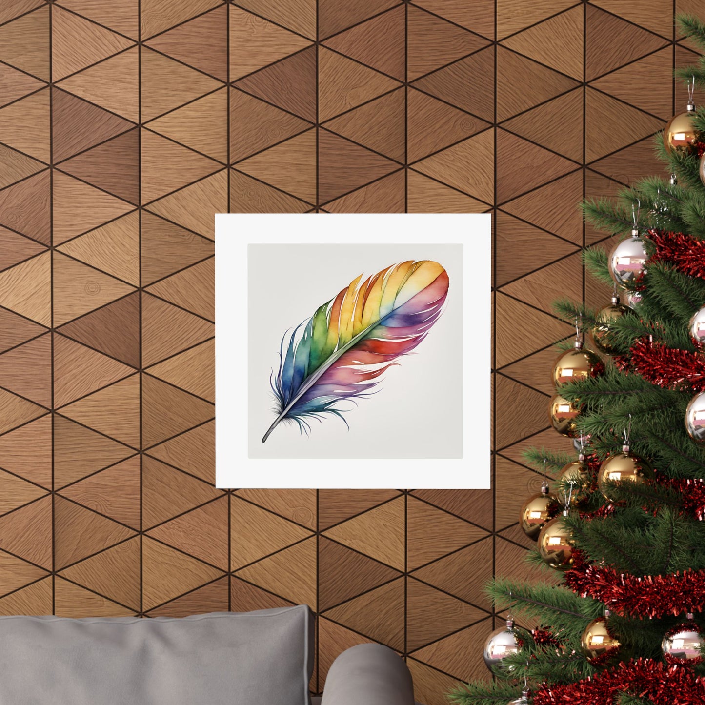 Rainbow Single Feather Watercolor Print | Wall Print | Wall Art