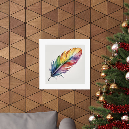 Rainbow Single Feather Watercolor Print | Wall Print | Wall Art