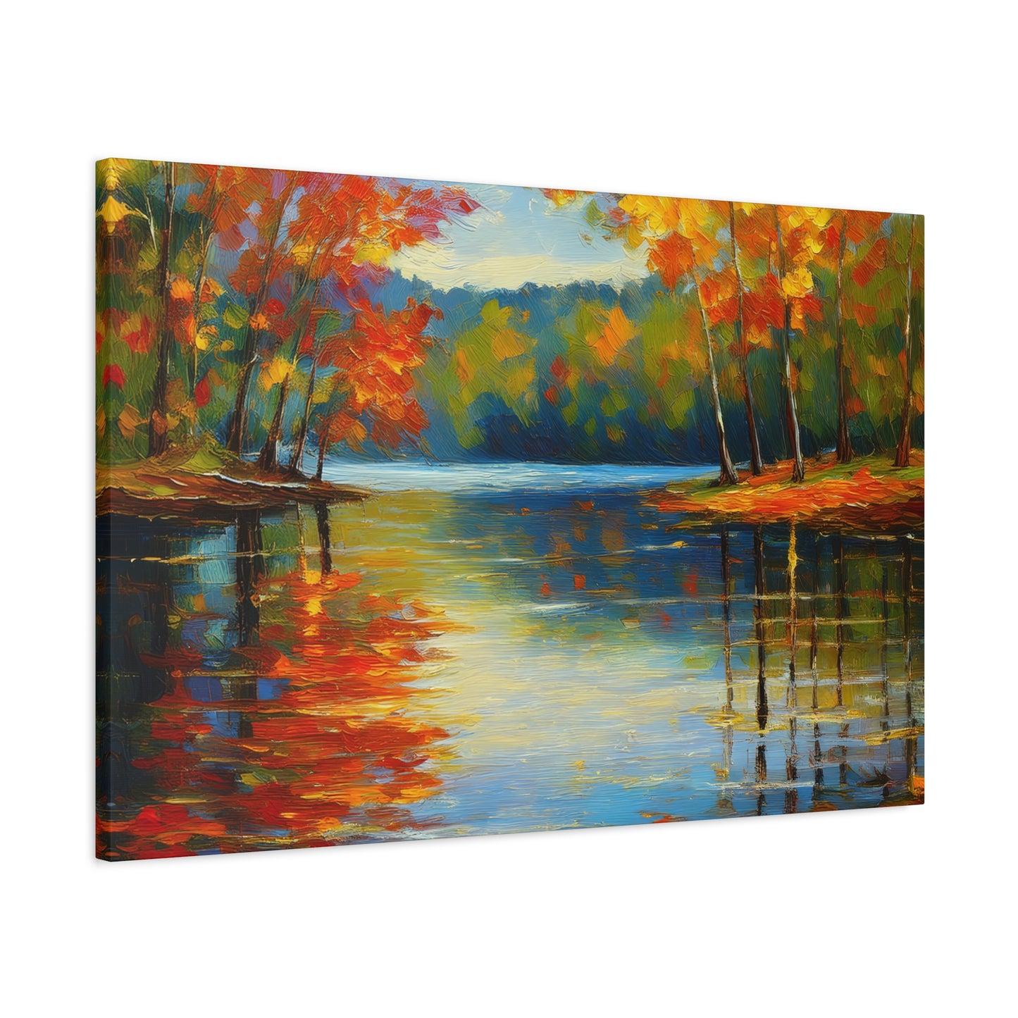 Fall Changing Leaves on a Lake Canvas Print | Style 2 | Wall Art | Wall Print | Fall Decor