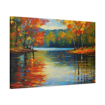 Fall Changing Leaves on a Lake Canvas Print | Style 2 | Wall Art | Wall Print | Fall Decor