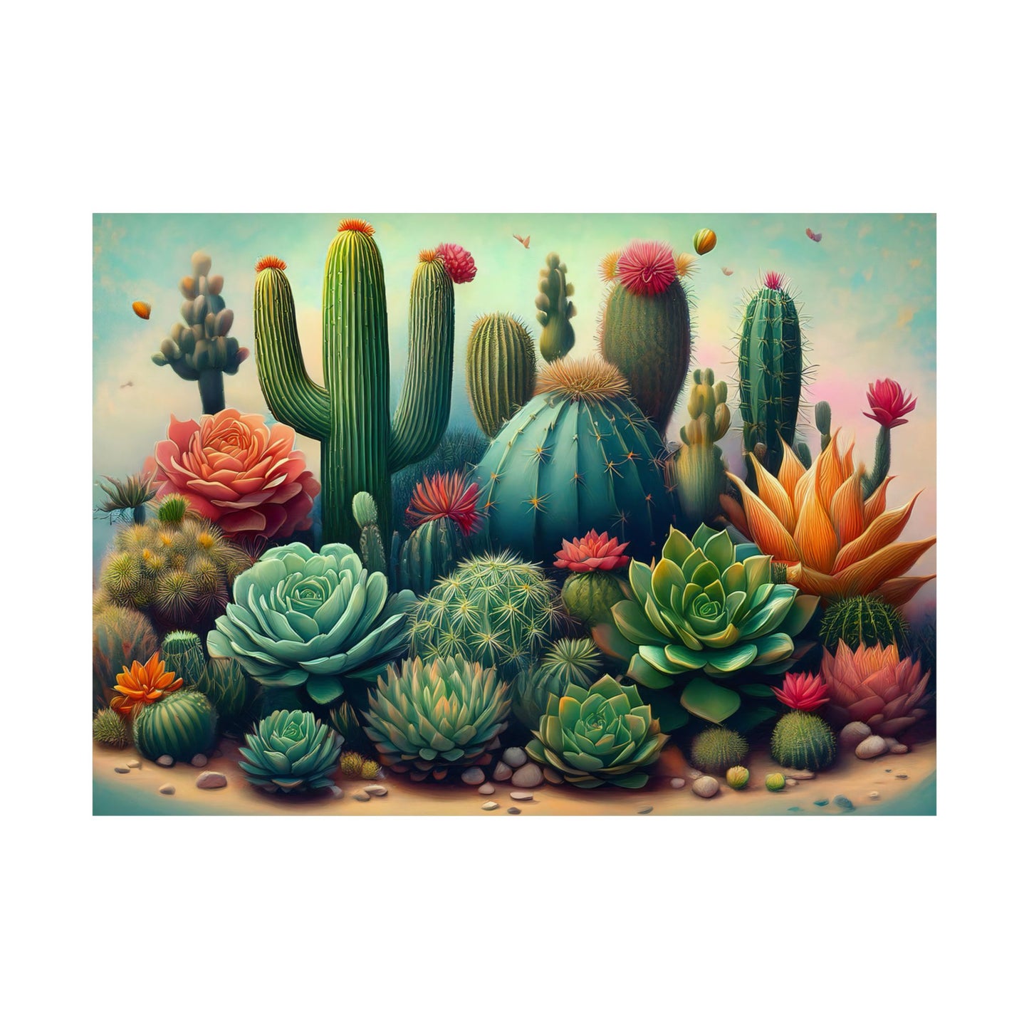 Abstract Cacti and Succulent Desert Garden Color Print | Wall Art | Wall Print