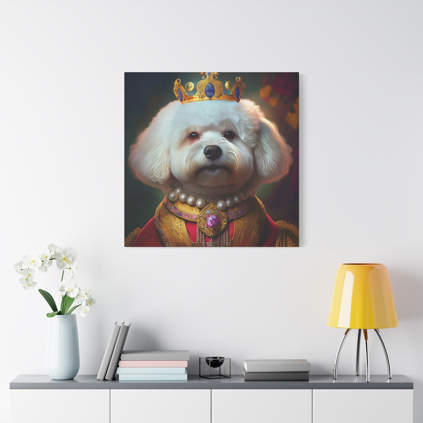 Bichon Frise Renaissance Pet Portrait on Canvas | Wall art | wall print | Dog Art
