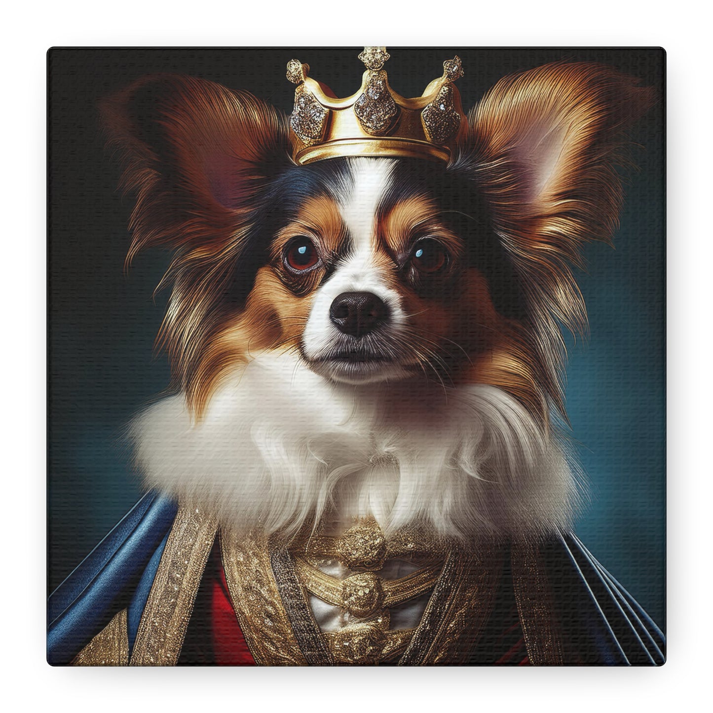 Papillon Pet Portrait Renaissance on Canvas, wall art, wall print, dog portrait, dog art
