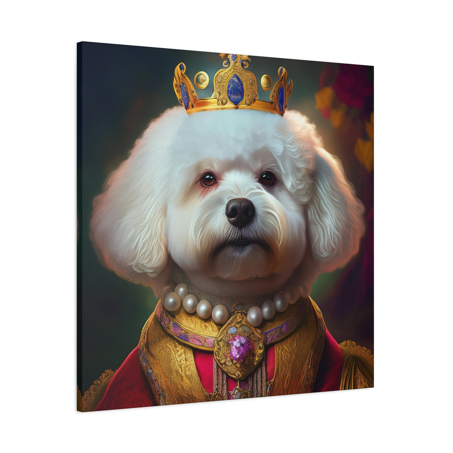 Bichon Frise Renaissance Pet Portrait on Canvas | Wall art | wall print | Dog Art