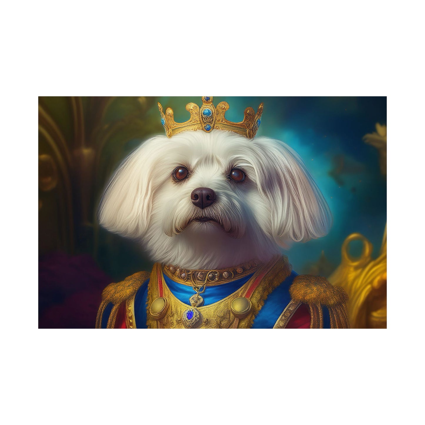 Maltese Renaissance Dog Portrait Wall Print | Art Print | Wall Decor | Dog Wall Art