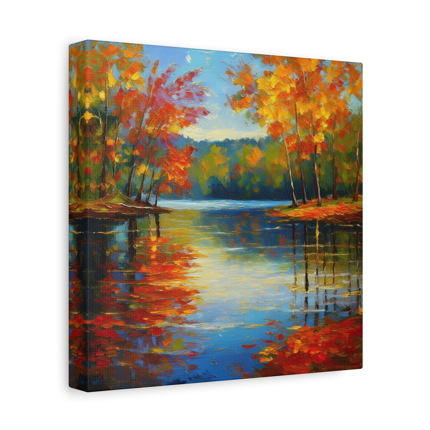 Fall Changing Leaves on a Lake Canvas Print | Style 2 | Wall Art | Wall Print | Fall Decor