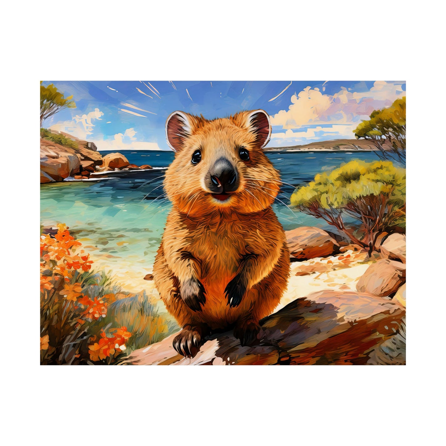 Quokkas at Rottnest Island Western Australia Print |  Unique Painting Print | Style 1 | Wall Art | Wall Print
