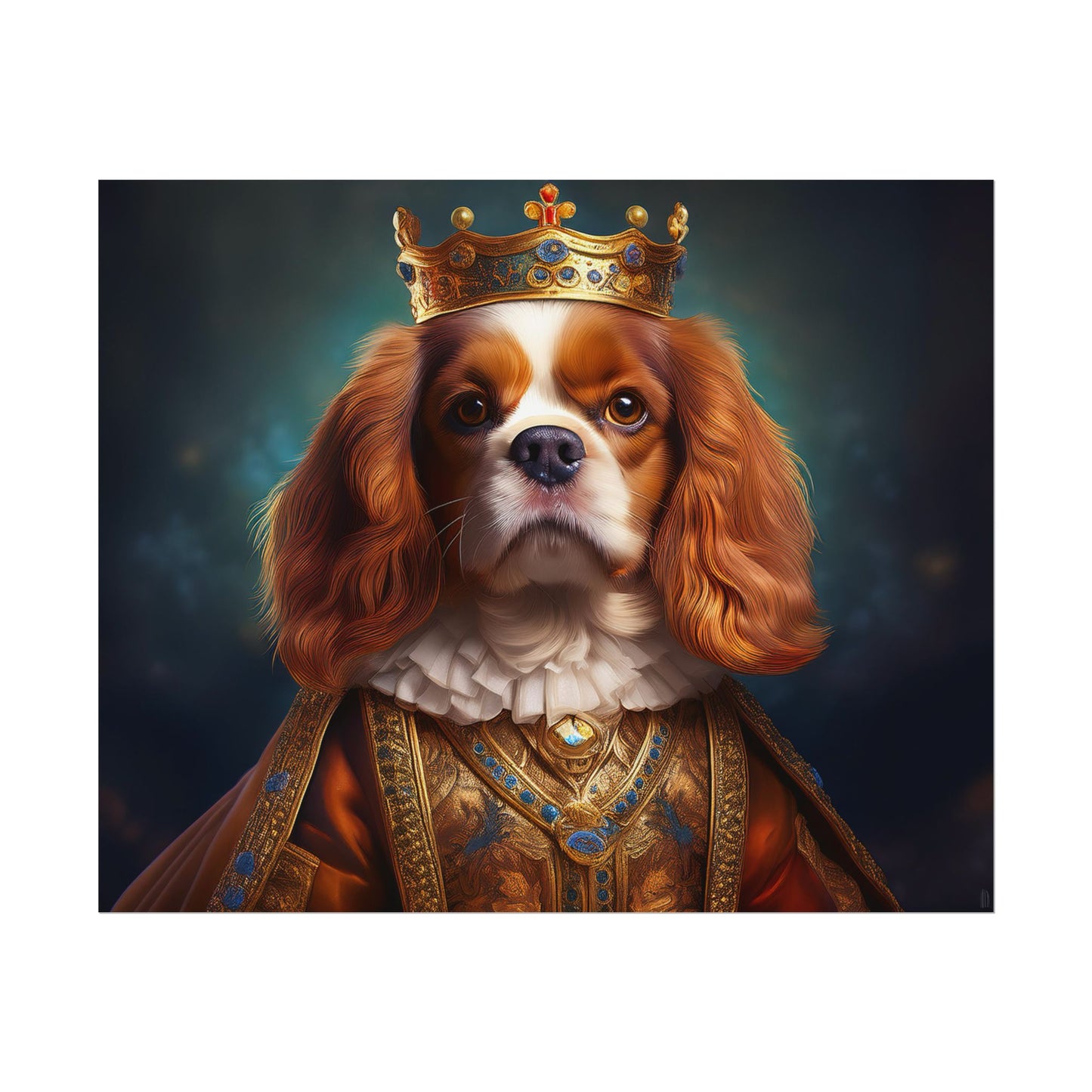 Cavalier King Charles Spaniel Art Pet Portrait Print, Renaissance, Wall Print, Wall Art