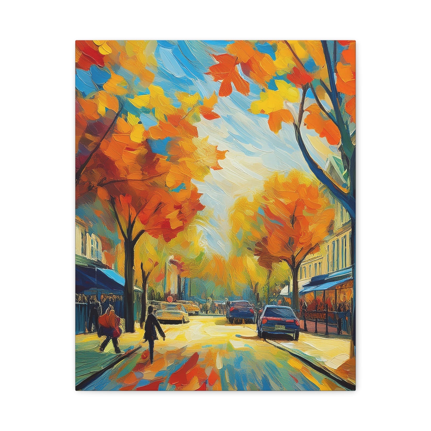 Fall Leaves In the City Painting Canvas Wall Art | Wall Art | Wall Print