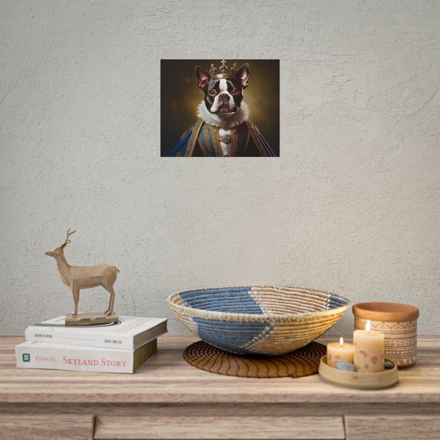 Boston Terrier Renaissance Dog Portrait Art Print, Wall Decor Gift, Animal Lover Home Decor, Dog Wall Art