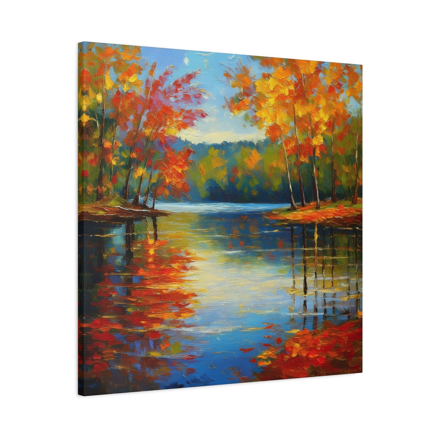 Fall Changing Leaves on a Lake Canvas Print | Style 2 | Wall Art | Wall Print | Fall Decor