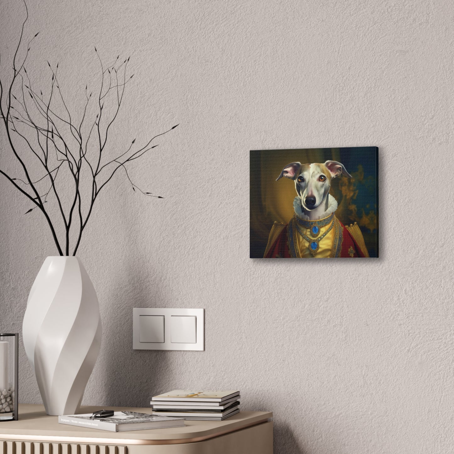 Whippet Pet Portrait Renaissance Print - Canvas, wall art, wall print, dog portrait, dog art