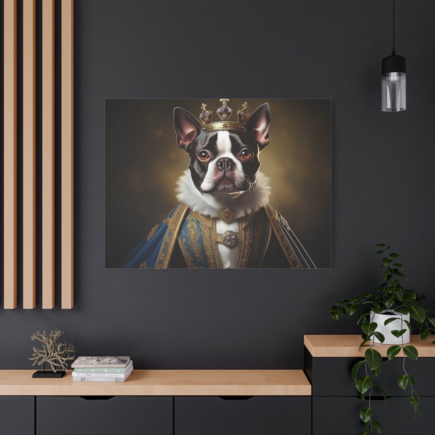 Boston Terrier Renaissance Pet Portrait on Canvas, wall print, wall art, dog portrait, dog art