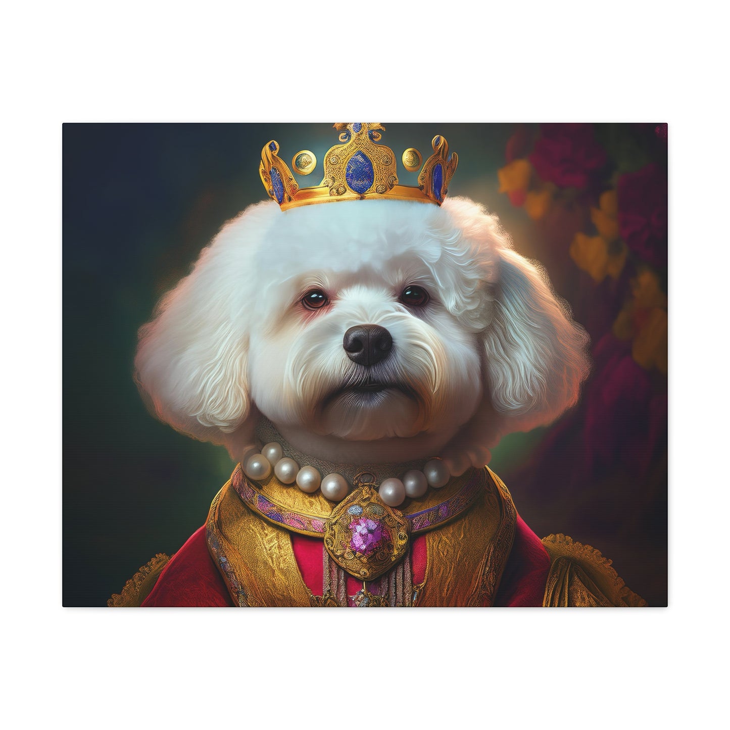 Bichon Frise Renaissance Pet Portrait on Canvas | Wall art | wall print | Dog Art