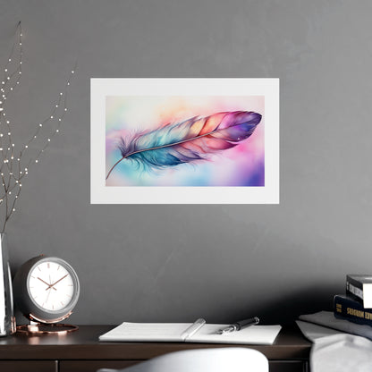 Rainbow Feather Watercolor Print - 4 | Wall Art | Wall Print
