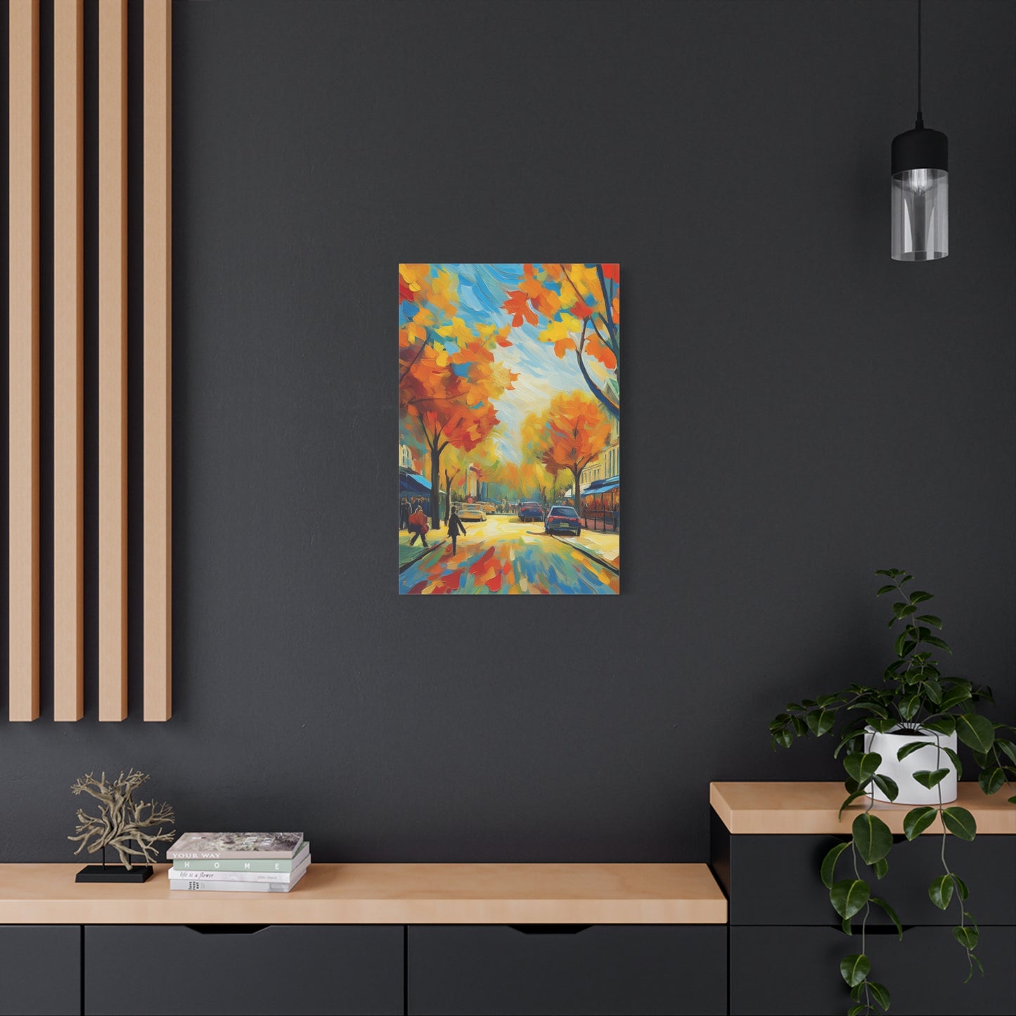 Fall Leaves In the City Painting Canvas Wall Art | Wall Art | Wall Print