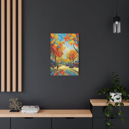Fall Leaves In the City Painting Canvas Wall Art | Wall Art | Wall Print