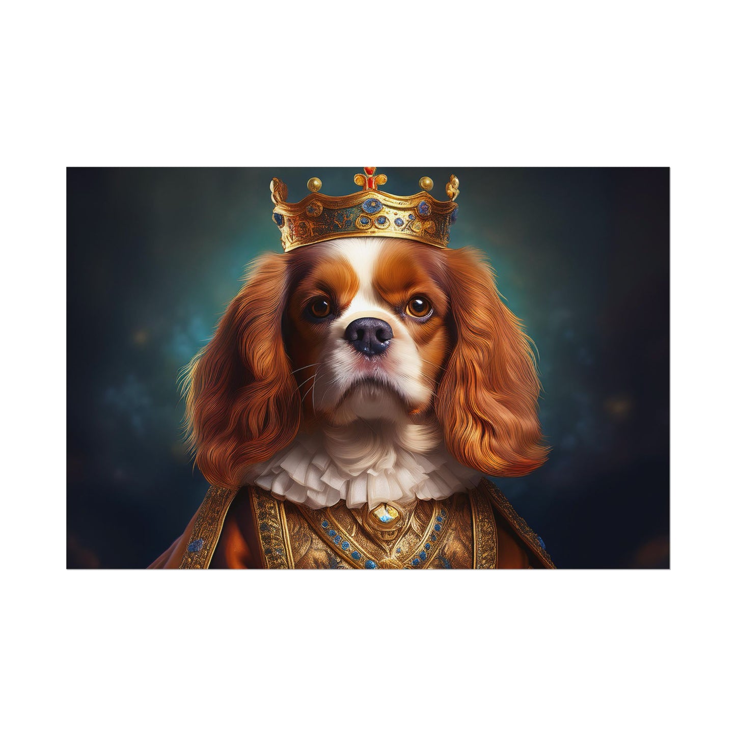 Cavalier King Charles Spaniel Art Pet Portrait Print, Renaissance, Wall Print, Wall Art
