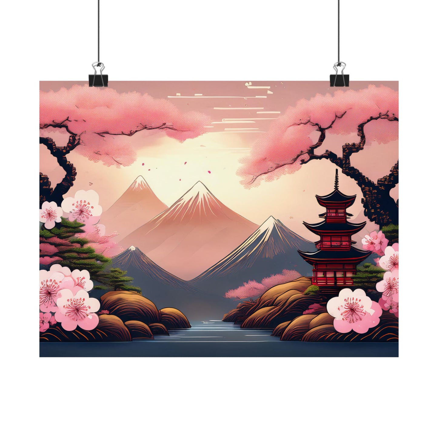 Japanese Cherry Blossom Wall Art Print | Wall Art | Wall Print | Japanese Wall Art