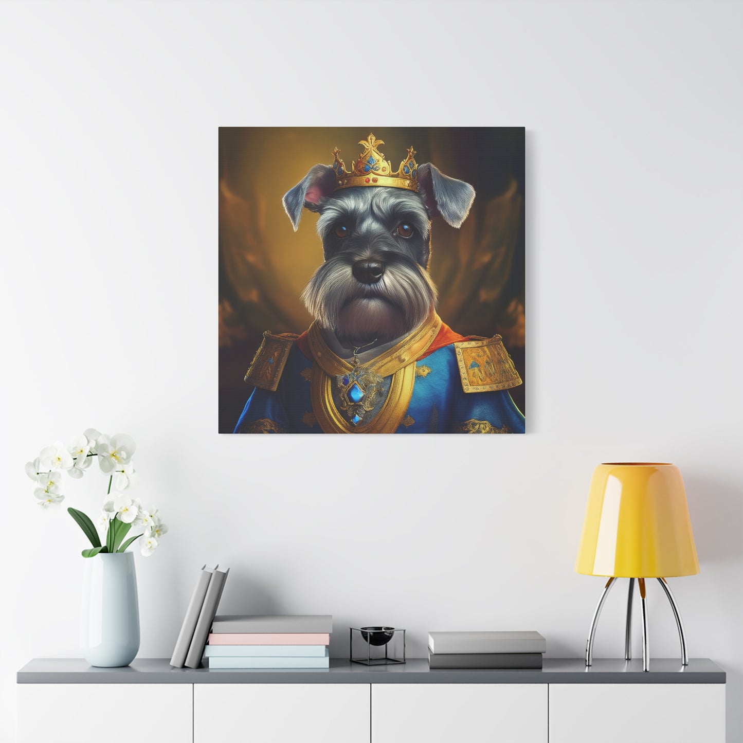 Miniature Schnauzer Renaissance Pet Portrait on Canvas | wall art | wall print | dog art