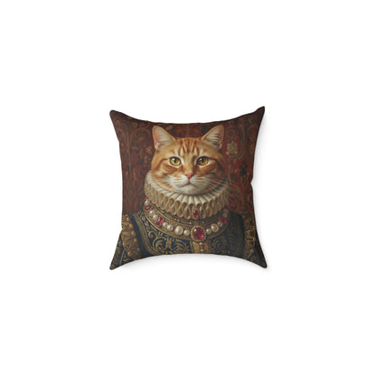 Ginger Renaissance Cat Portrait Pillow, Decorative Pillow, Pet Lover Gift, Home Decor, Cushion for Cat Lovers, Cat-Themed Gift