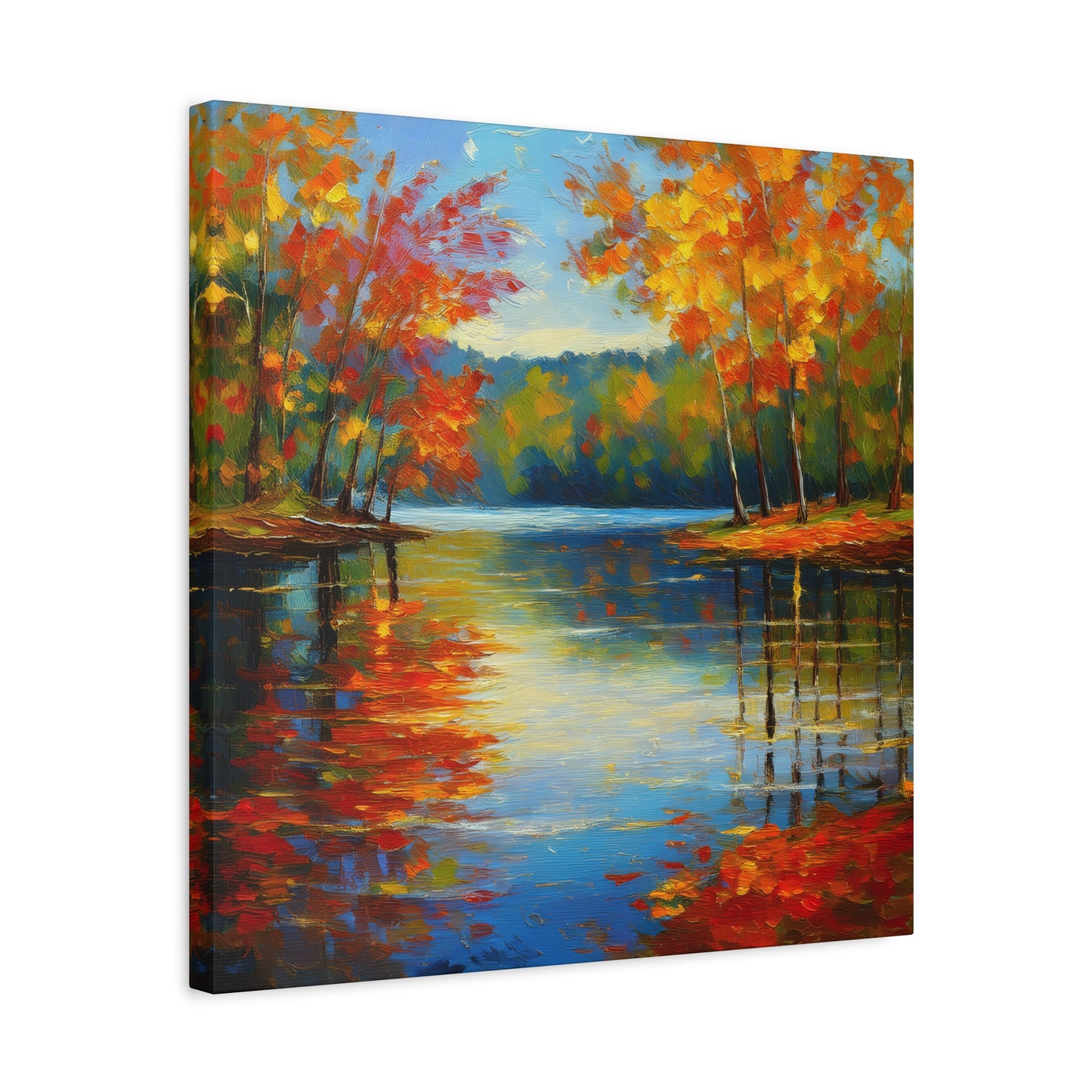 Fall Changing Leaves on a Lake Canvas Print | Style 2 | Wall Art | Wall Print | Fall Decor
