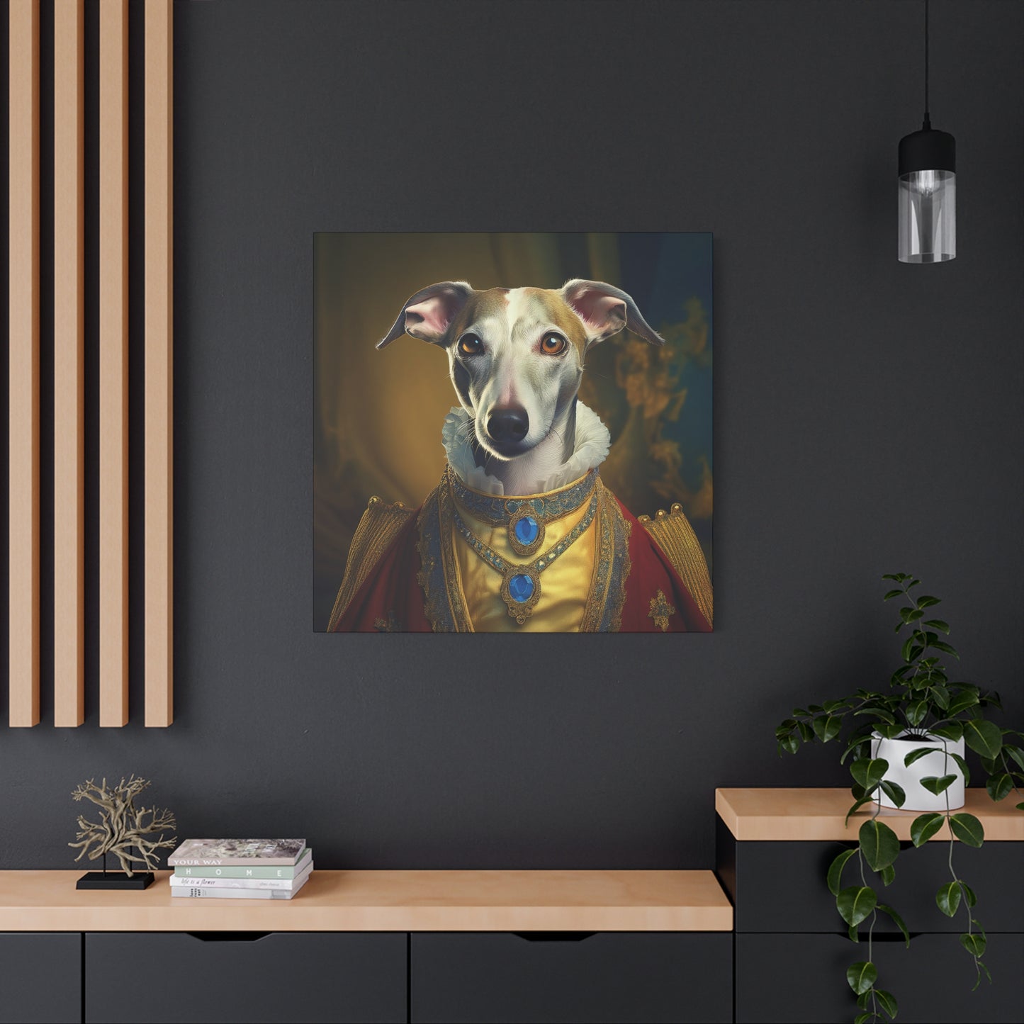 Whippet Renaissance Pet Portrait  Print - Canvas, wall art, wall print, dog portrait, dog art