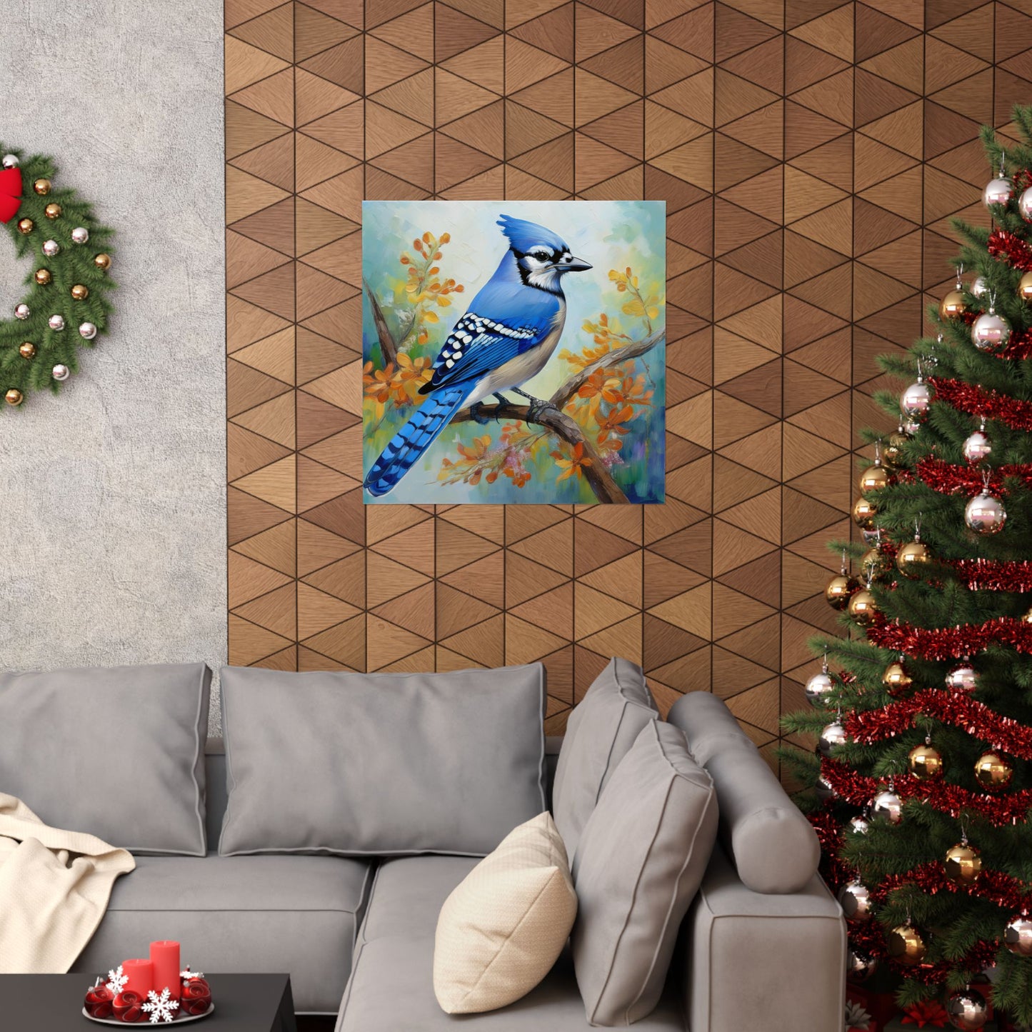 Blue Jay Bird Oil Painting Matte Print for Bird Lovers Home Decor, Giclée Print, Indoor Wall Art, Wall Print,