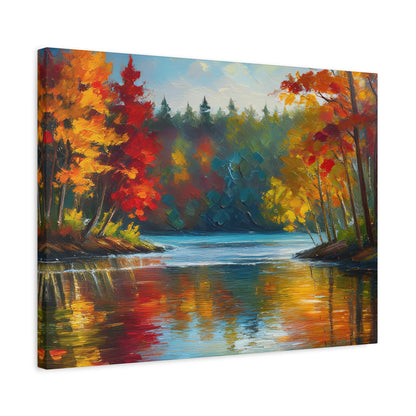Fall Leaves on the Lake on Canvas | wall art |  wall print
