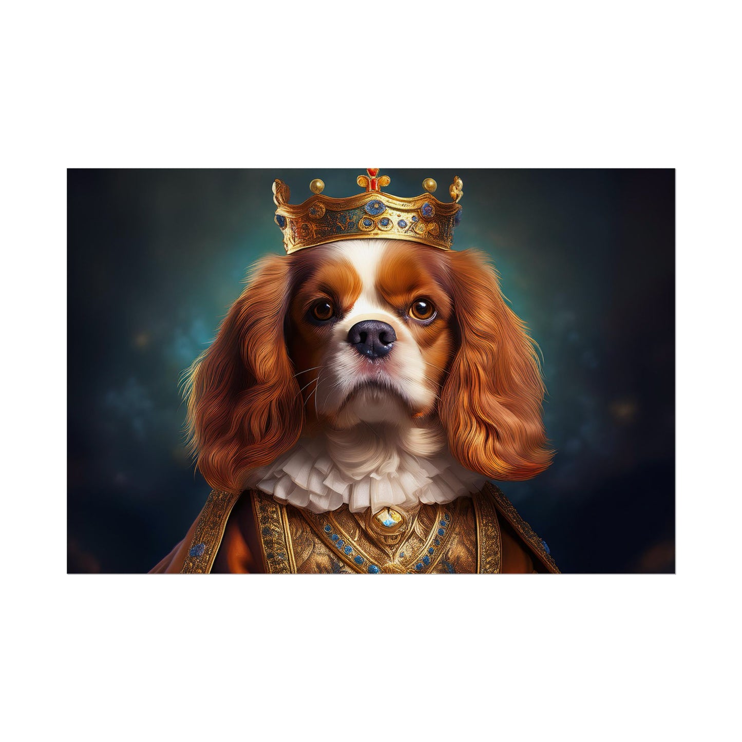 Cavalier King Charles Spaniel Art Pet Portrait Print, Renaissance, Wall Print, Wall Art