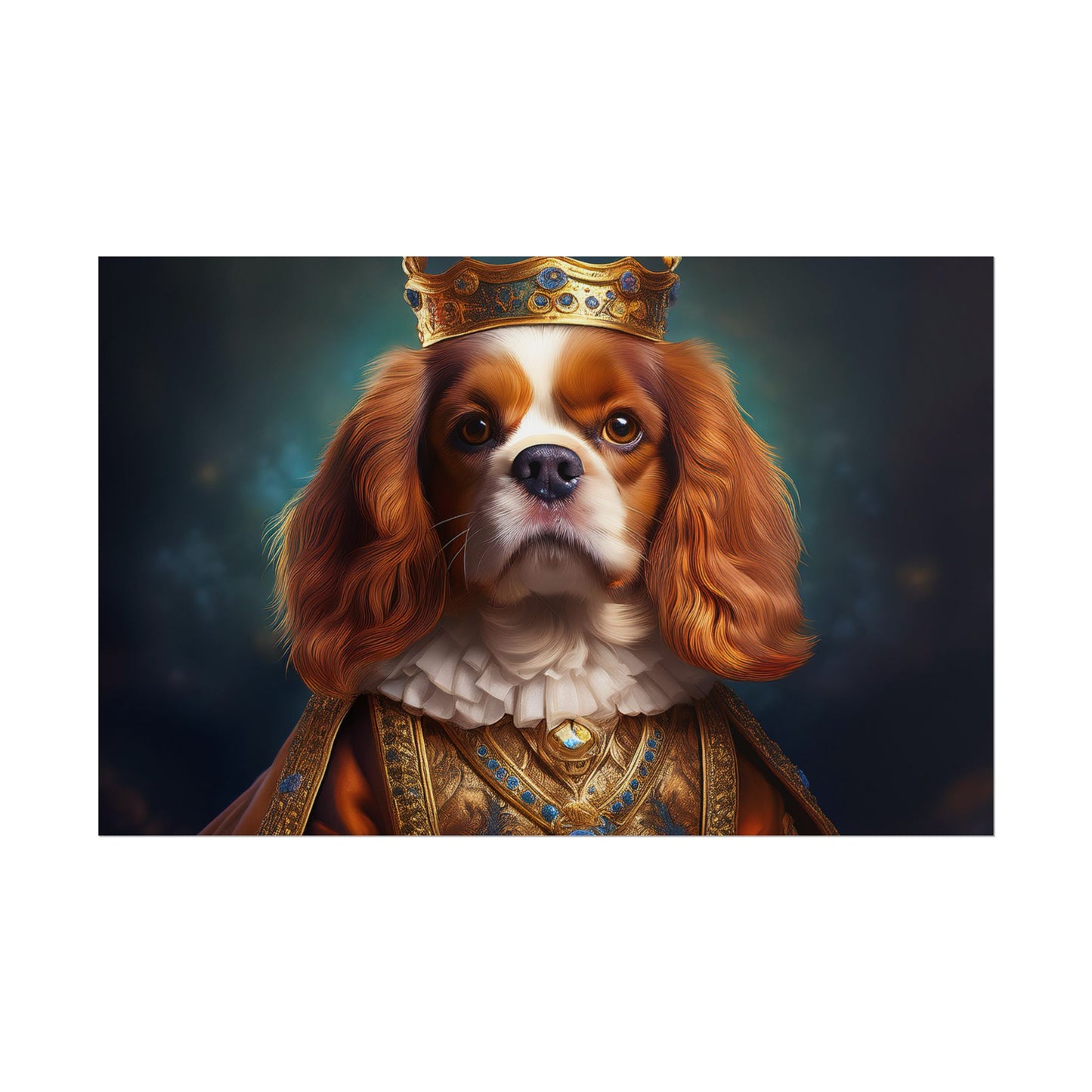 Cavalier King Charles Spaniel Art Pet Portrait Print, Renaissance, Wall Print, Wall Art