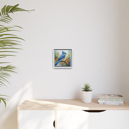 Blue Jay Bird Oil Painting Framed Canvas for Bird Lovers Home Decor, Indoor Wall Art, Wall Print, Bird Art, Living Room Wall Art