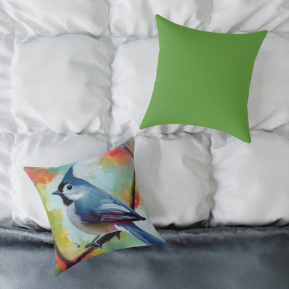 Grey Tufted Titmouse Vibrant Bird Art Throw Pillow, Nature Decor Cushion, Cozy Home Accent, Ideal Gift for Bird Lovers, Living Room or Bedroom Decoration