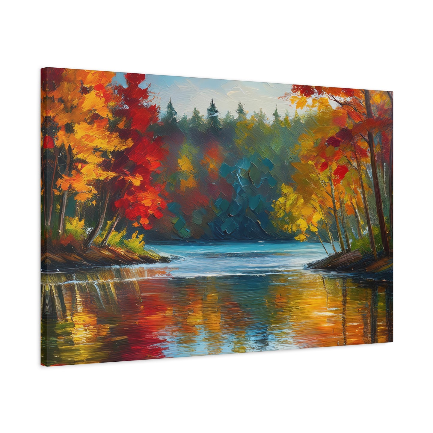 Fall Leaves on the Lake on Canvas | wall art |  wall print