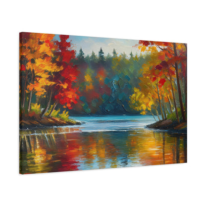 Fall Leaves on the Lake on Canvas | wall art |  wall print