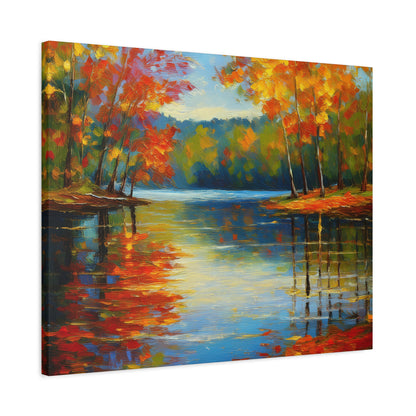 Fall Changing Leaves on a Lake Canvas Print | Style 2 | Wall Art | Wall Print | Fall Decor