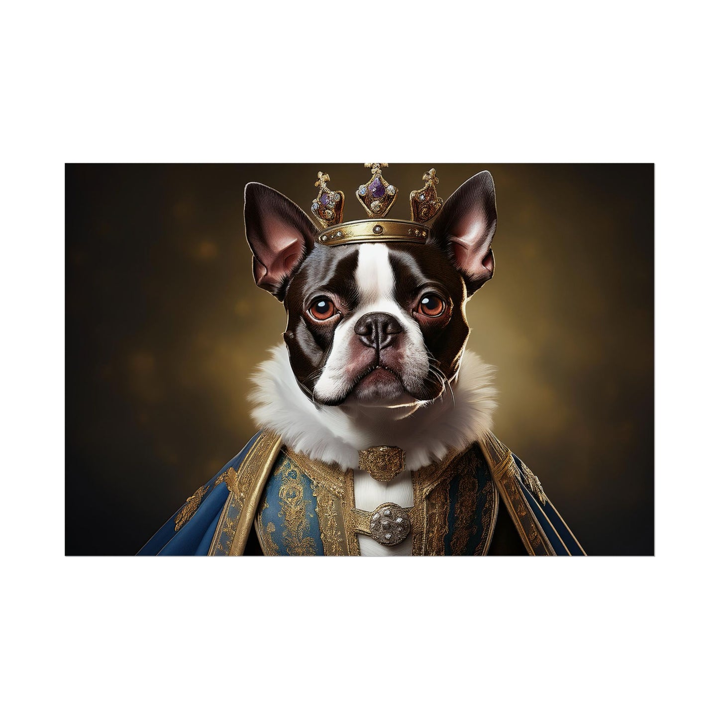 Boston Terrier Renaissance Dog Portrait Art Print, Wall Decor Gift, Animal Lover Home Decor, Dog Wall Art