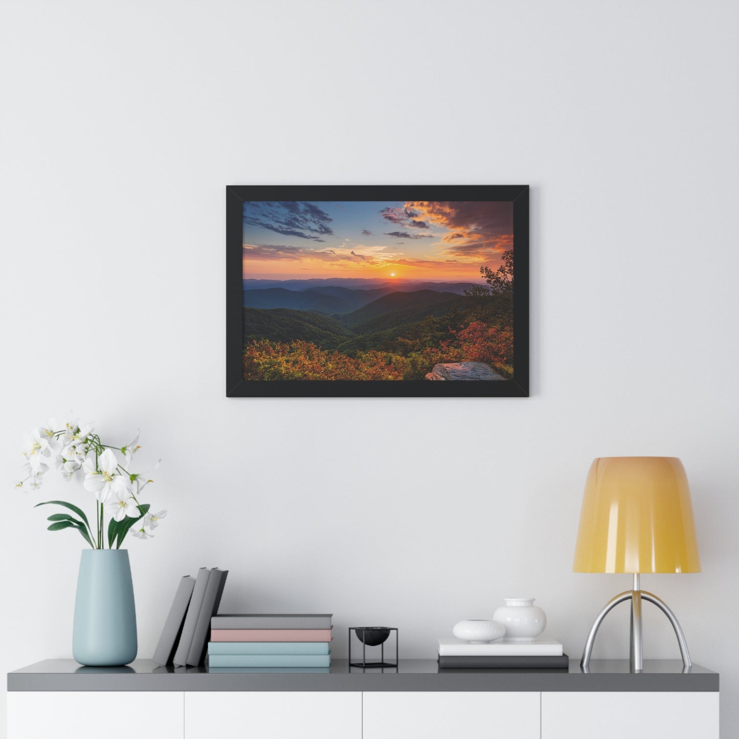 Sunset over Blue Ridge Mountains Fall Landscape Framed Print