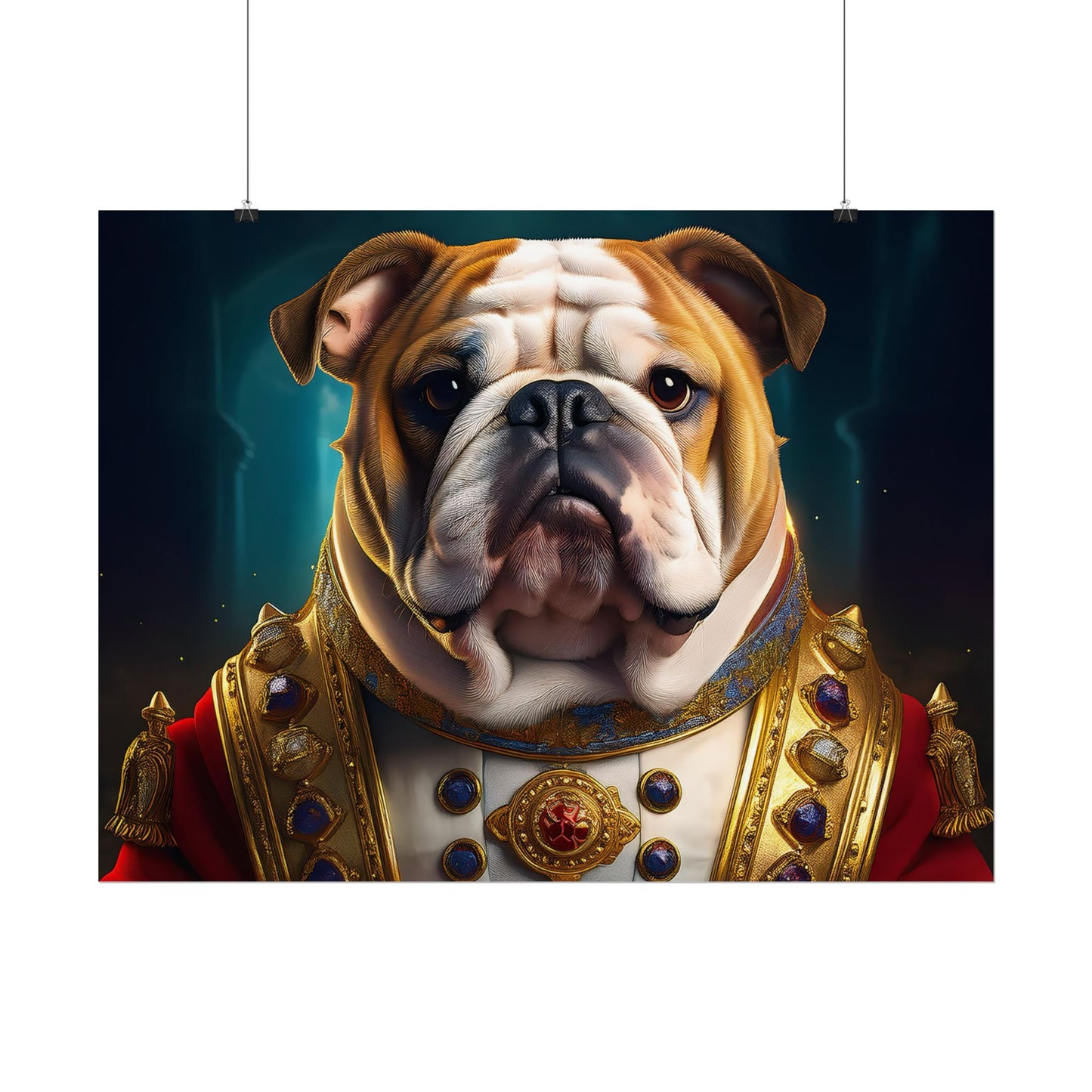 English Bulldog Renaissance  Dog Pet Portrait Print | Wall Art | Wall Print