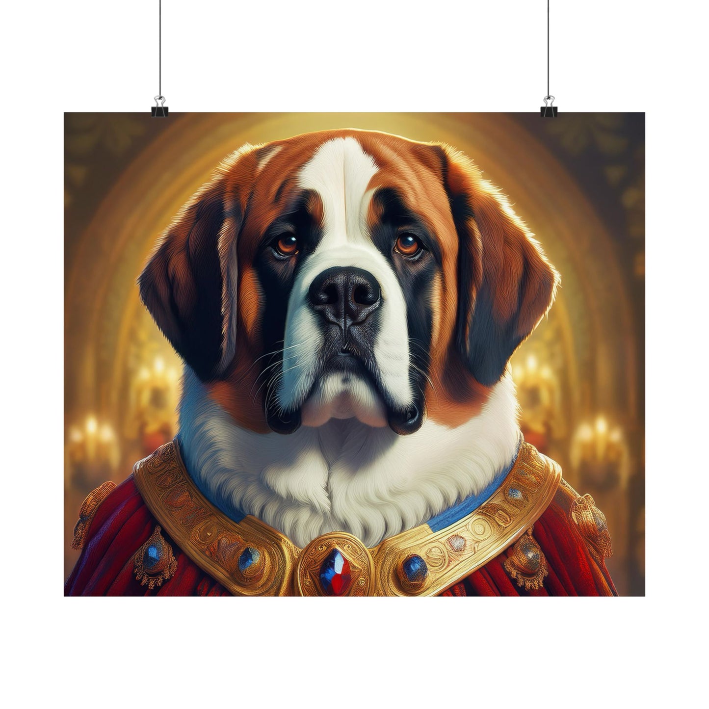 St Bernard Renaissance Pet Portrait Print | Unique Dog Art | Wall Art | Wall Print