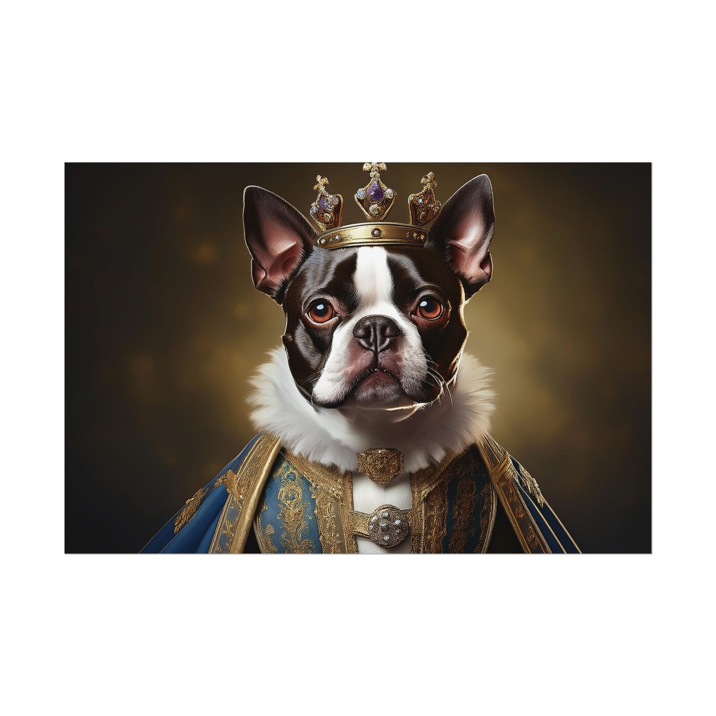 Boston Terrier Renaissance Dog Portrait Art Print, Wall Decor Gift, Animal Lover Home Decor, Dog Wall Art