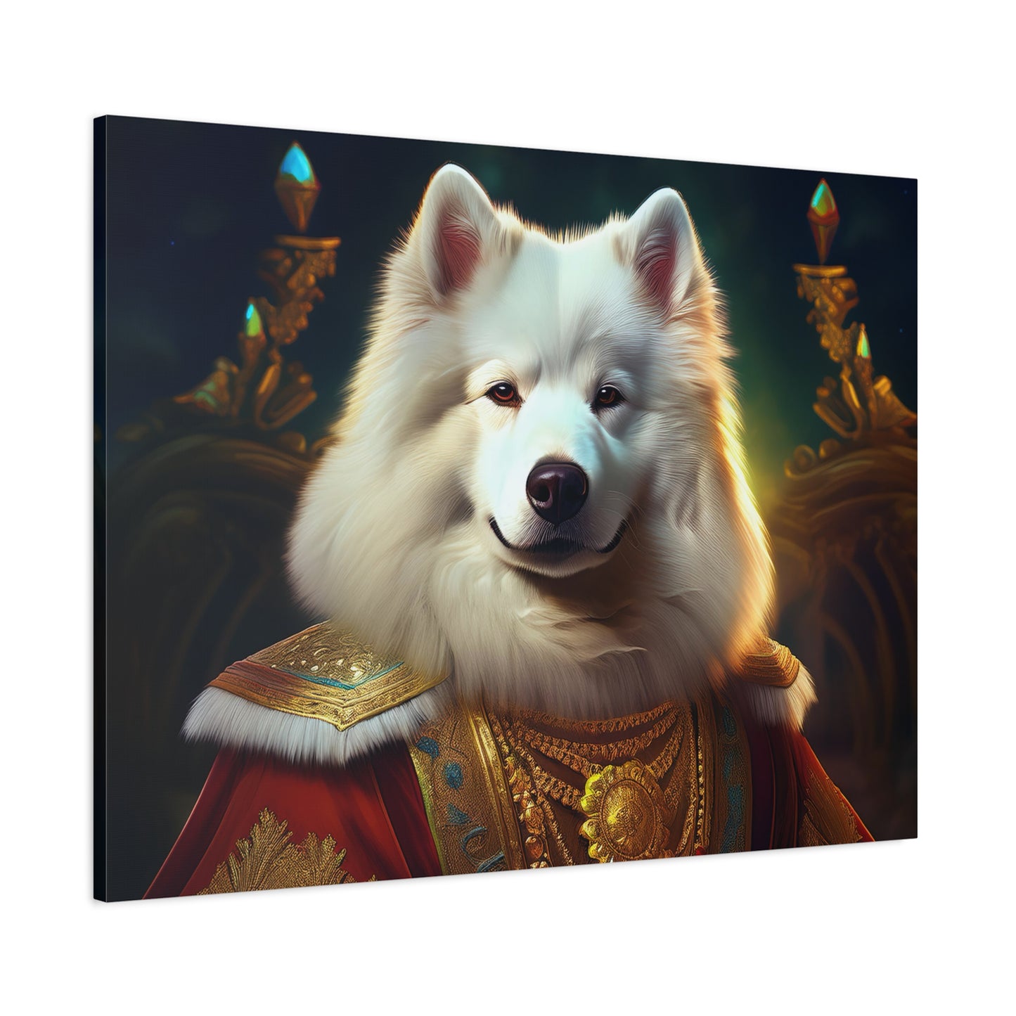 Samoyed Renaissance Pet Portrait on Canvas, wall art, wall print, dog portrait, dog art