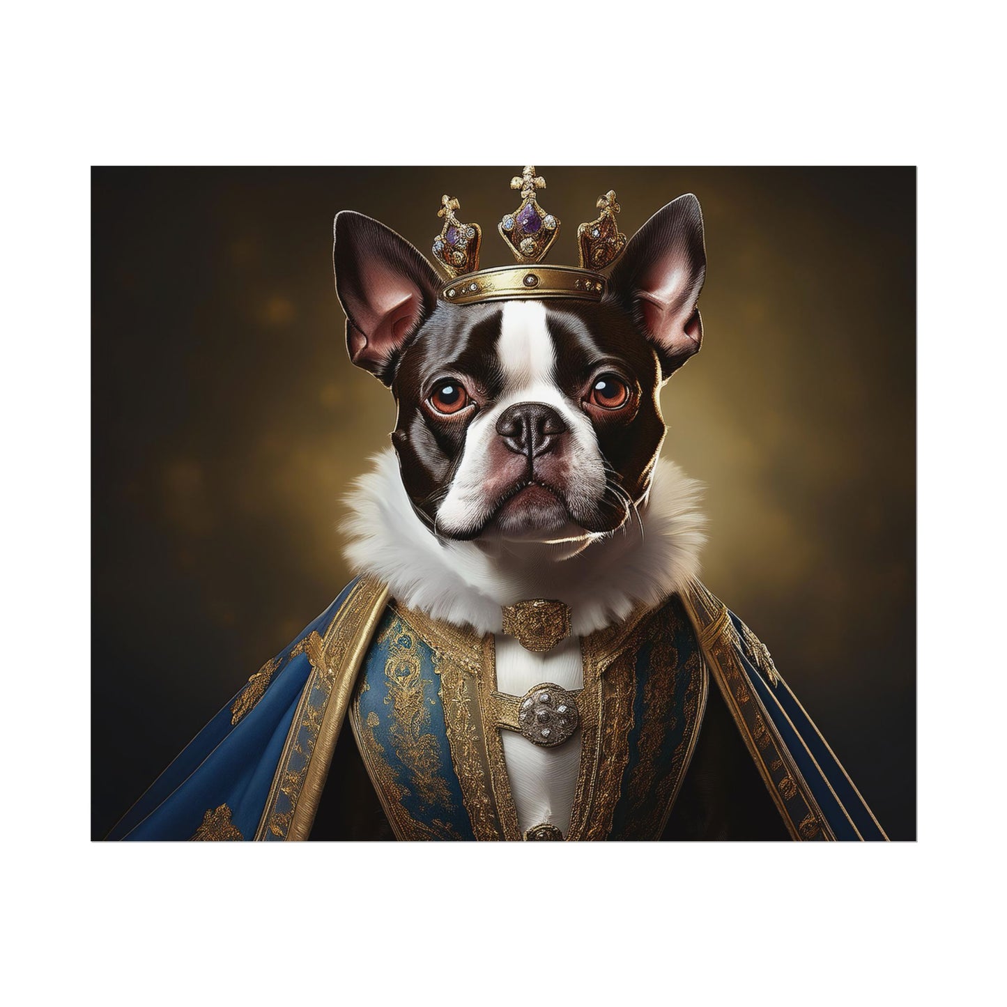 Boston Terrier Renaissance Dog Portrait Art Print, Wall Decor Gift, Animal Lover Home Decor, Dog Wall Art