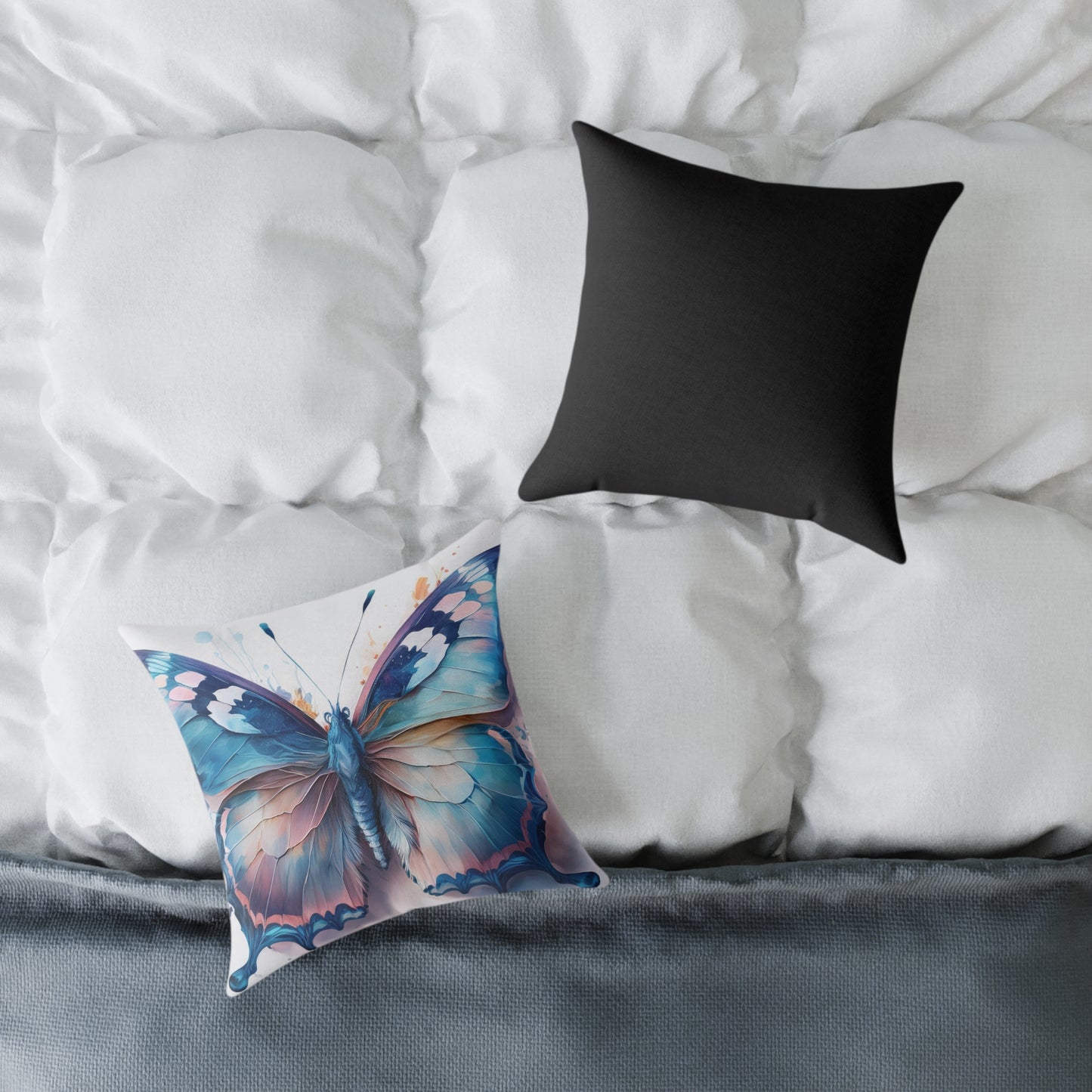 Butterfly Art Throw Pillow (Black Back), Inspirational Home Decor, Gift for Nature Lovers, Cozy Living Room Accent, Spring Decor, Butterfly Lovers