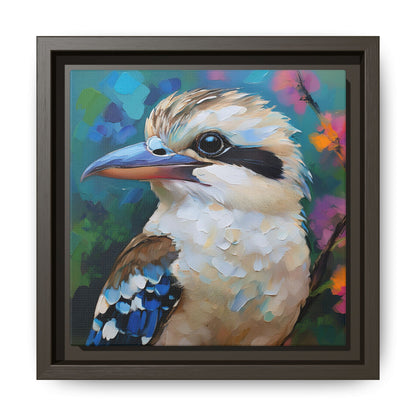 Kookaburra Australian Bird Oil Painting Framed Canvas Wall Art Print - Square Frame, Gallery Wrap, Bird Art, Home Decor, Gift for Bird