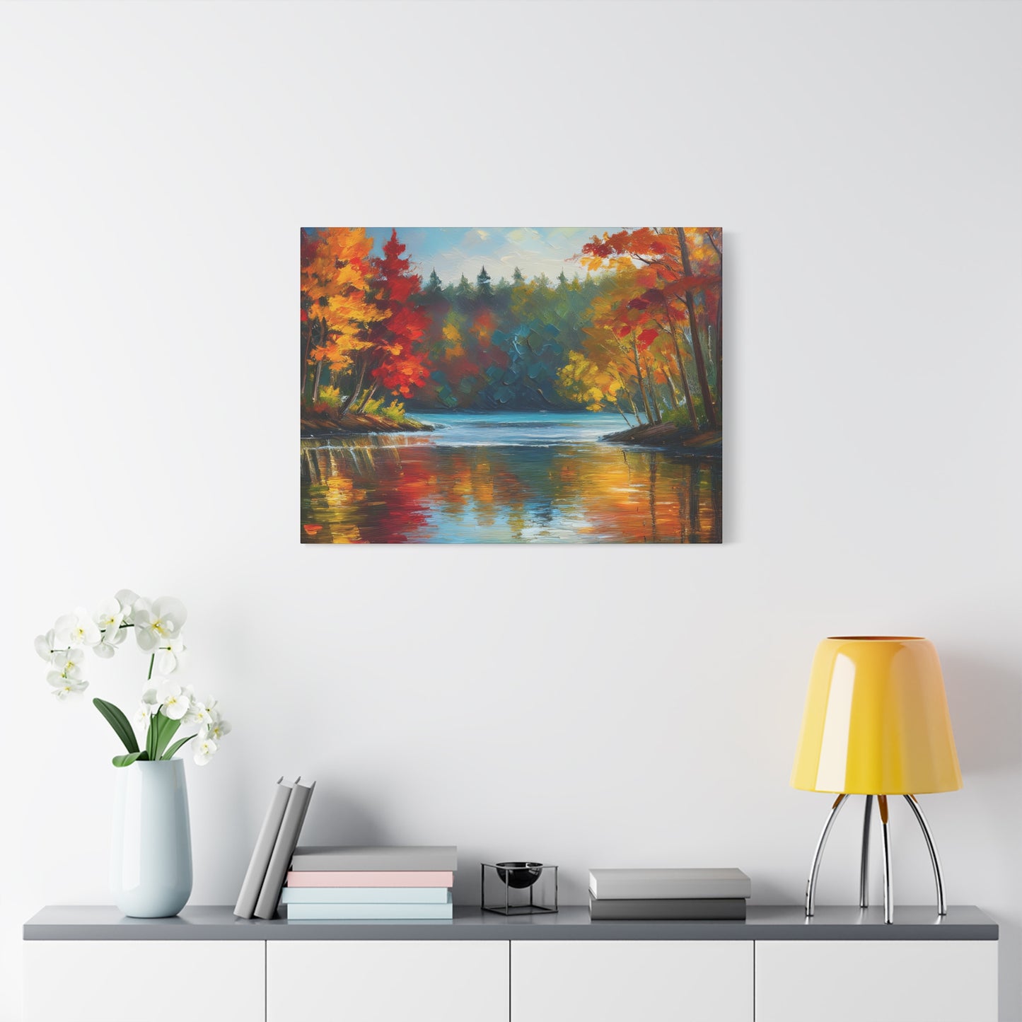 Fall Leaves on the Lake on Canvas | wall art |  wall print