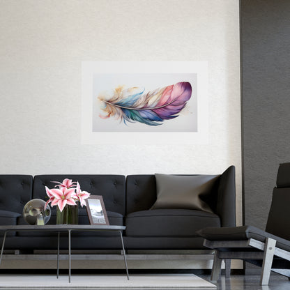 Rainbow Feather Watercolor Print - 1 | Vibrant Wall Art & Prints | Unique Home Decor | Wall Print | Wall Art